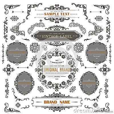 Set of Vintage Decorations Elements. Vector Illustration